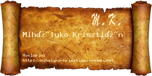 Mihályko Krisztián névjegykártya